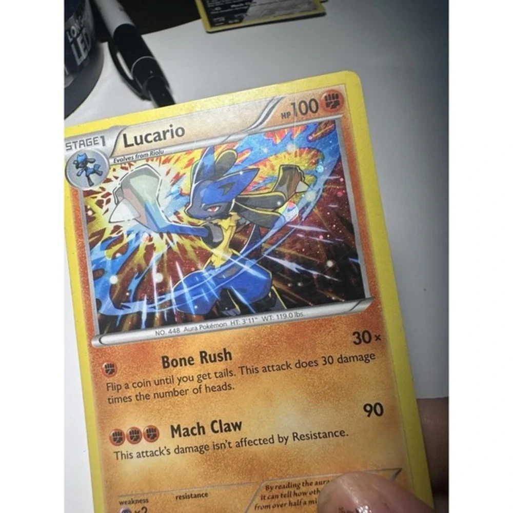 Pokémon Lucario XY140 Black Star Promo Cosmos Holo HP/DMG ~ HD GALAXY SWIRL🌀MEW